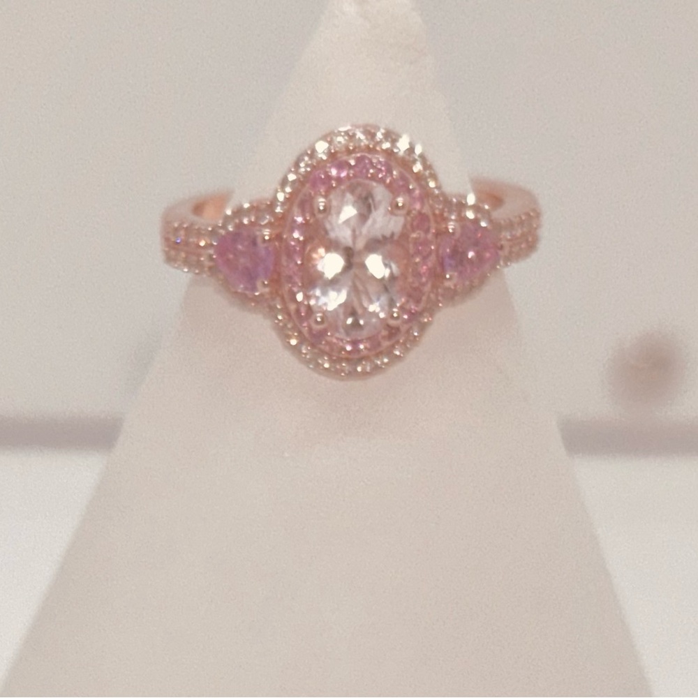 True morganite gemstone, and pink sapphire ring